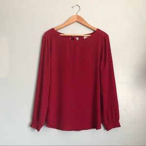 Loft Balloon Sleeve Tie Back Blouse